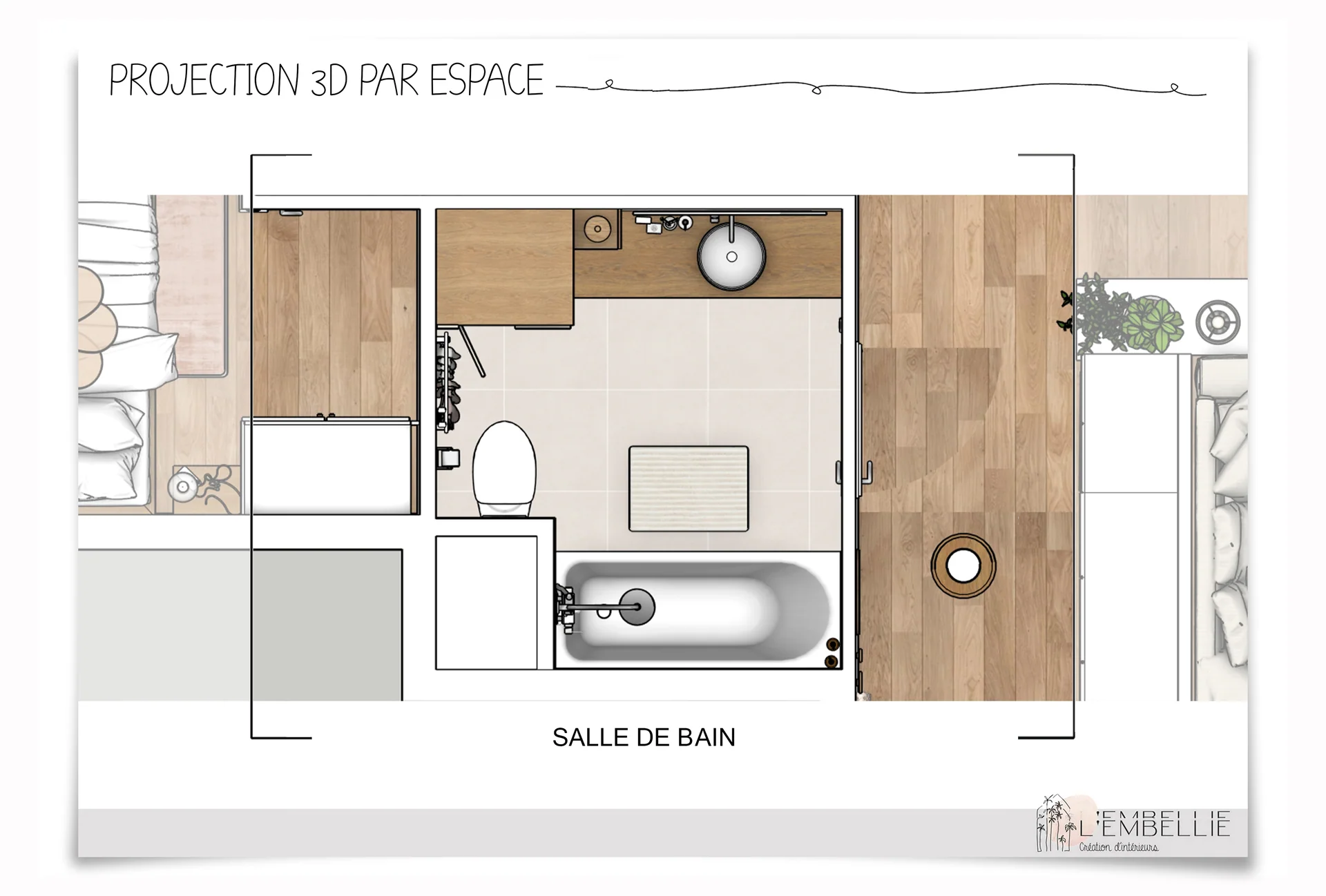 Salle de bain, plan au sol