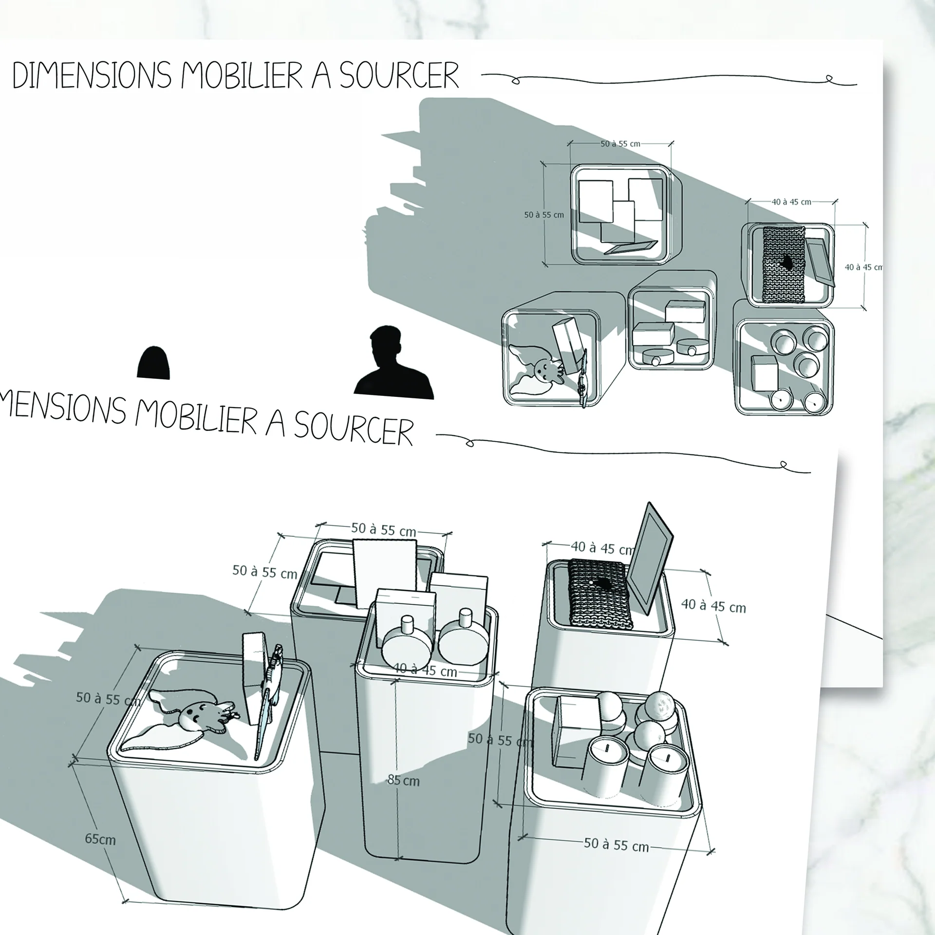 Dimensions des modules de pr&eacute;sentation, d&eacute;tail