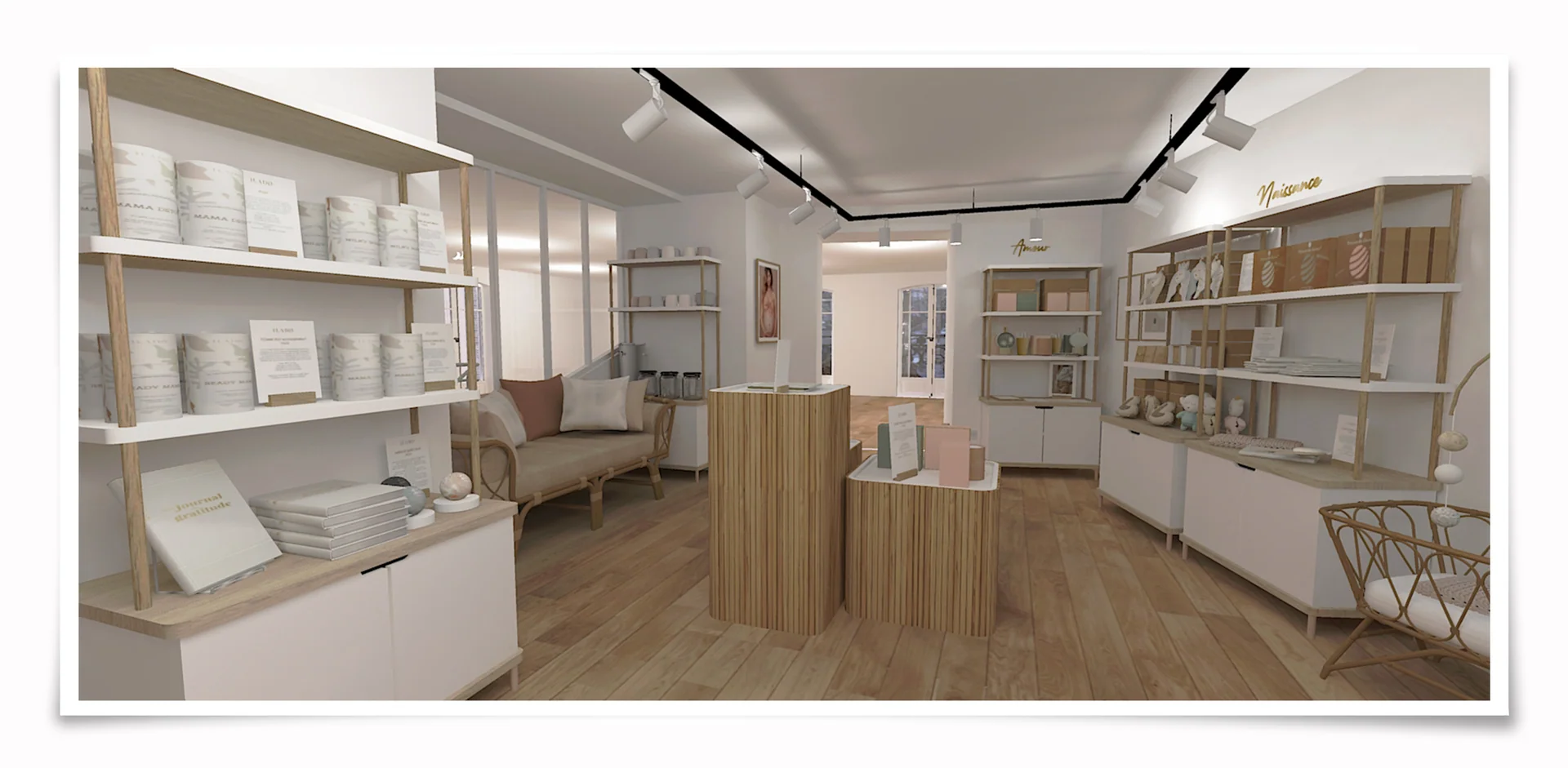 Projection 3D de la boutique, vue d&rsquo;ensemble