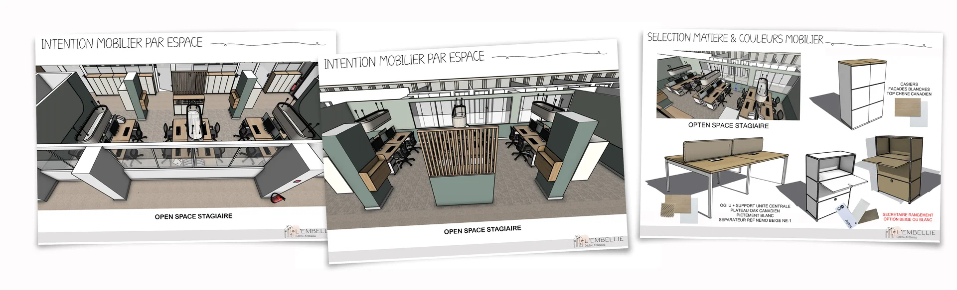 Intentions mobilier et s&eacute;lection mati&egrave;res pour l&rsquo;open space