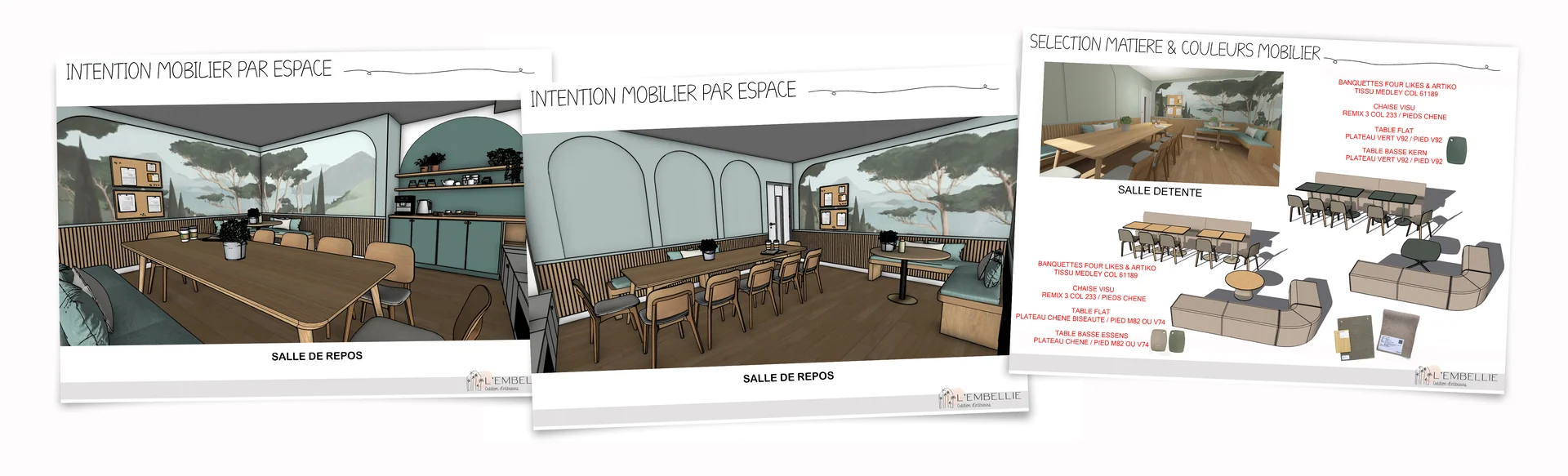 Intentions mobilier pour la salle de repos et la salle d&eacute;tente