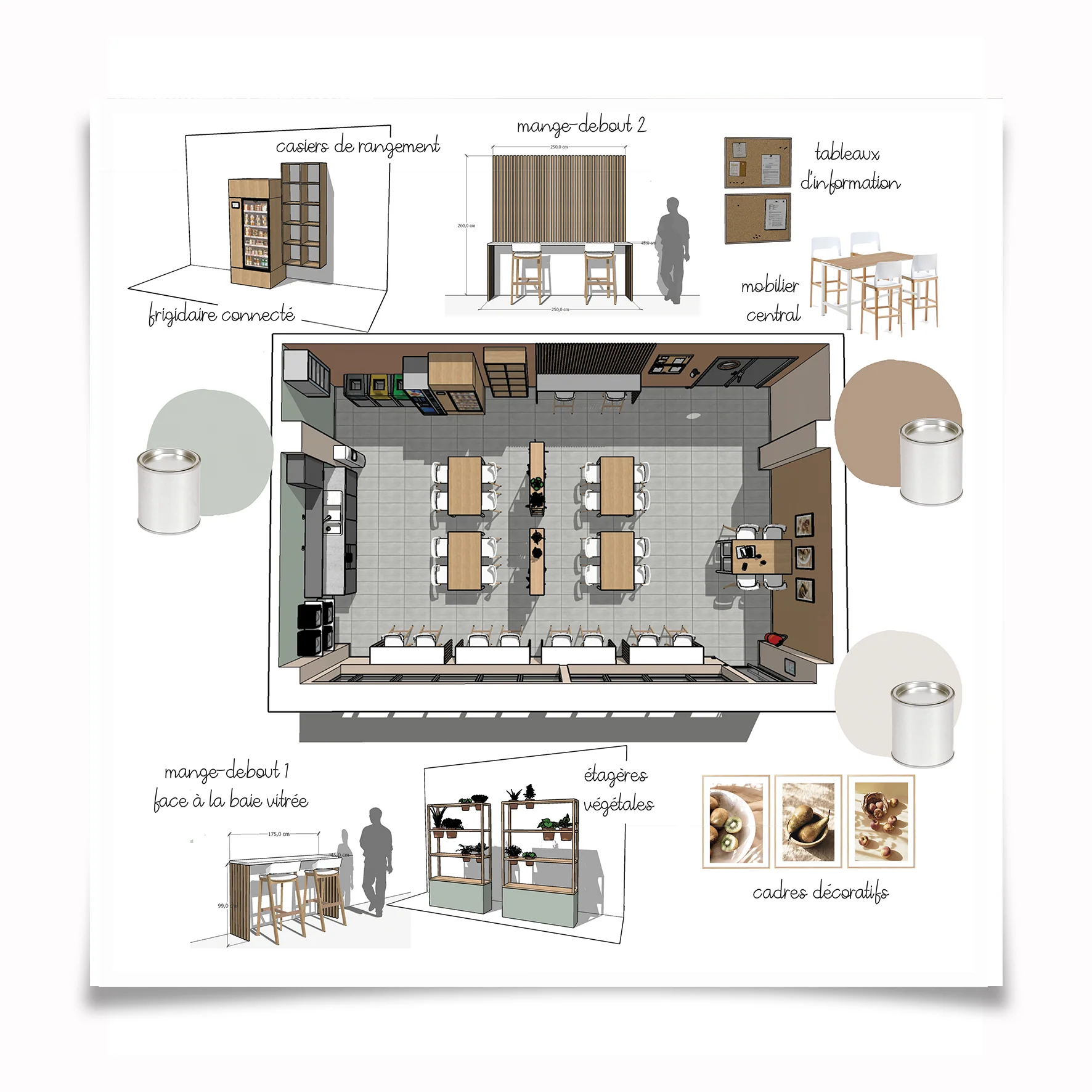Vue d&rsquo;ensemble du projet et du mobilier sur mesure