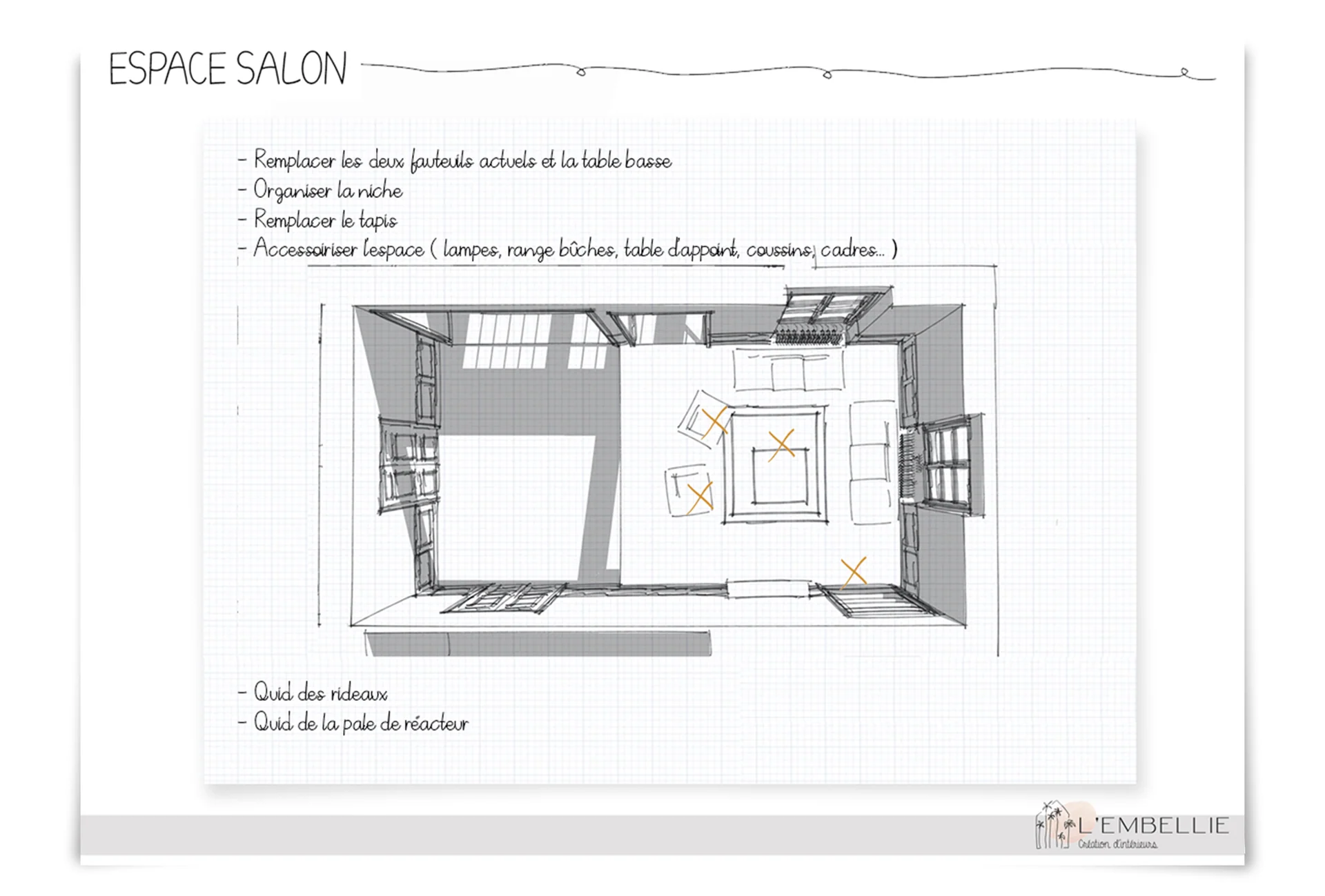 Plan au sol de l&rsquo;espace salle &agrave; manger