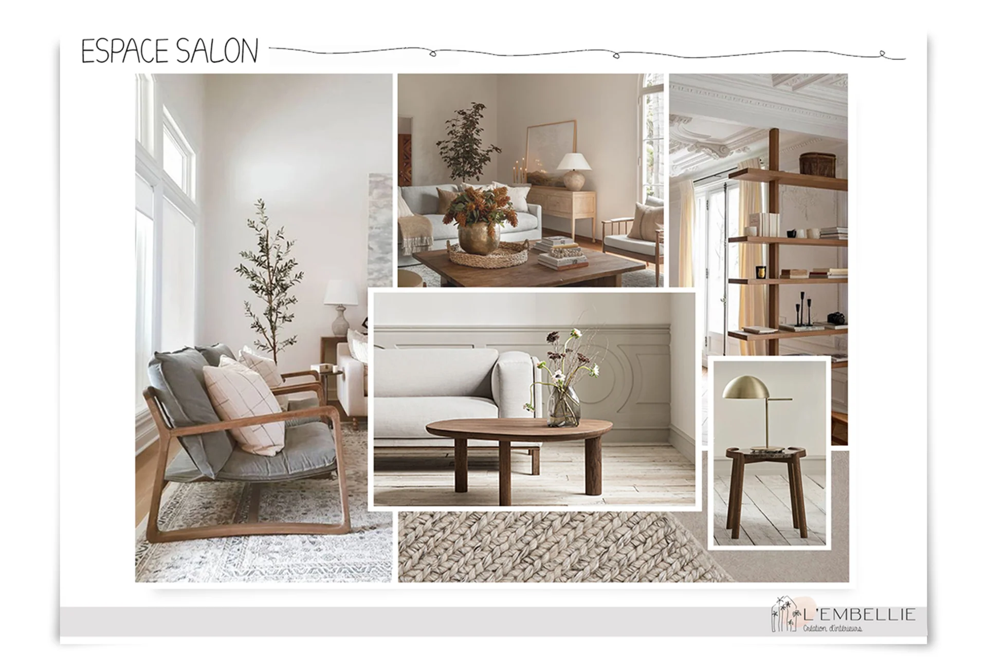 Planche d&rsquo;ambiance de l&rsquo;espace salon