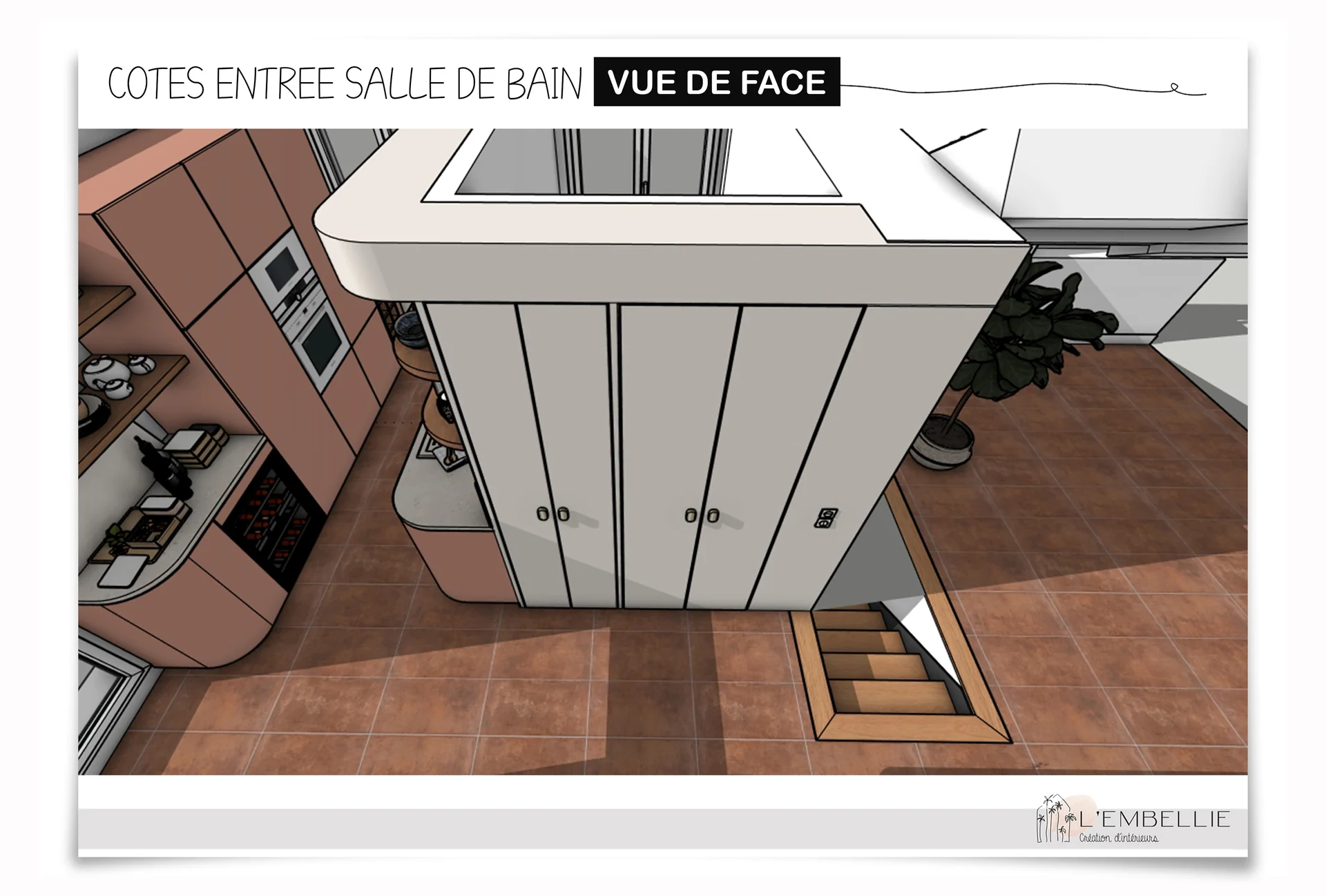 Entr&eacute;e salle de bain vue de face