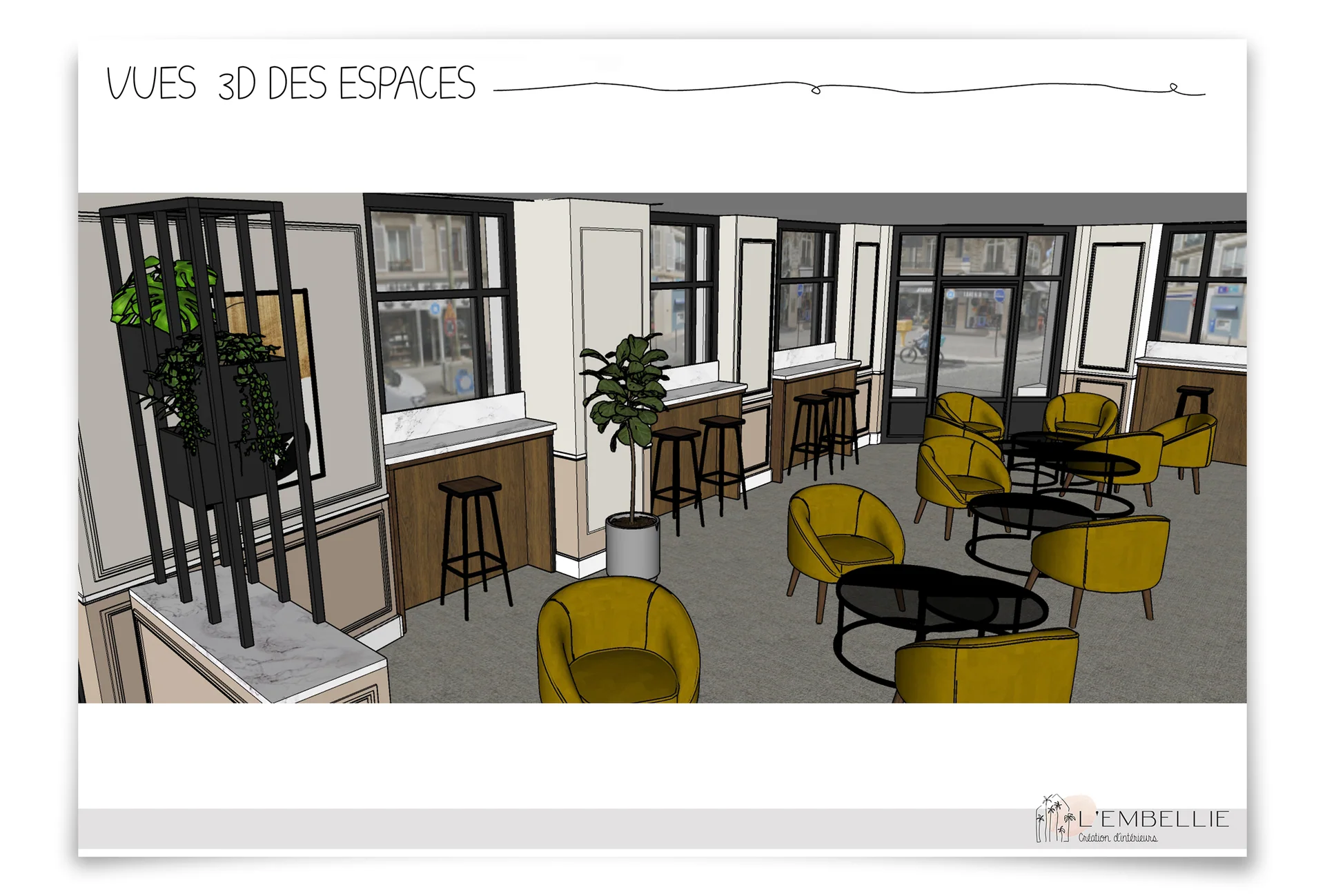 Vue 3D des espaces du rez-de-chauss&eacute;e
