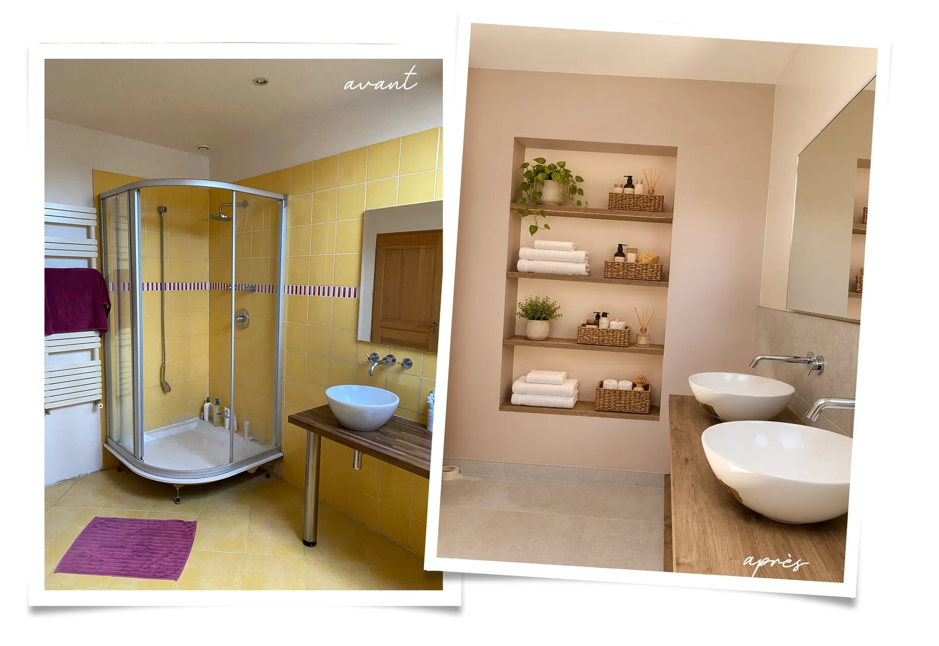 Salle de bain avant et apr&egrave;s r&eacute;novation